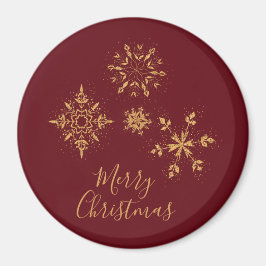 Decorative Golden Snöflingor God jul Magnet