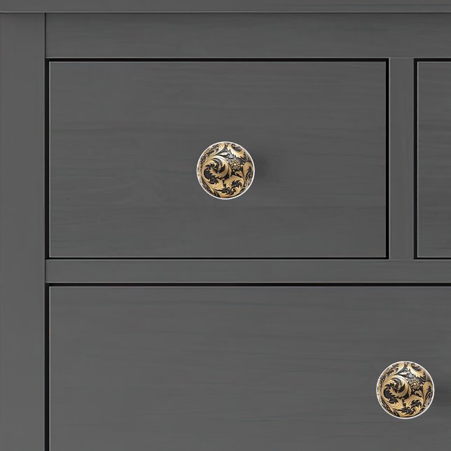 Decorative Guld Filigree on Satin Black Knopp (Skapare uppladdad)