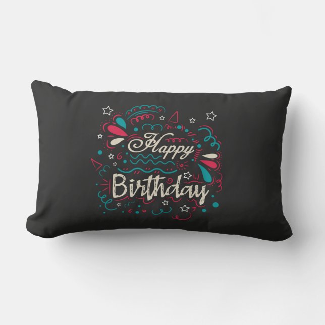 decorative happy birthday lumbarkudde (Framsida)
