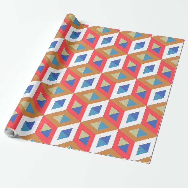 Decorative Hexagons Mosaic Mönster #4 Presentpapper (Utrullad)