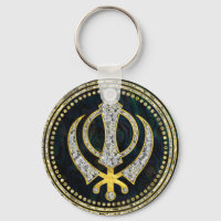Decorative Khanda-symbol med gemstenar och guld