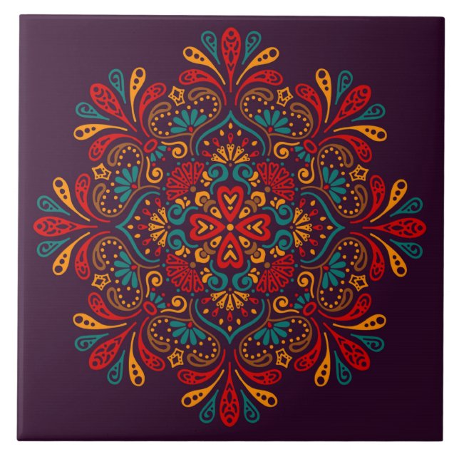 Decorative Mandala Ceramic Tile Kakelplatta (Framsidan)