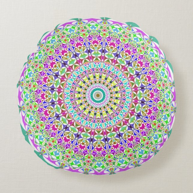 Decorative Mandala Round Pillow Rund Kudde (Framsidan)