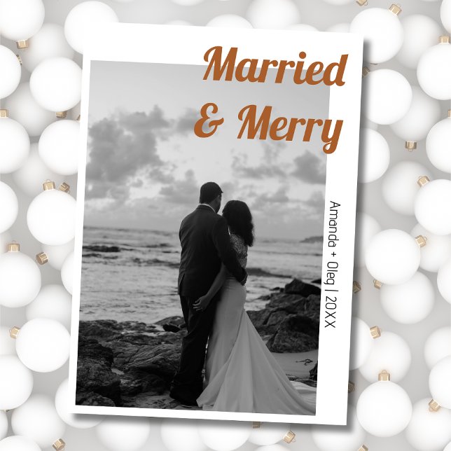 Decorative Married & Merry Modern Gingerbread Text Julkort (Skapare uppladdad)