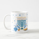 Decorative Menorah Hanukkah Helgdag Kaffemugg<br><div class="desc">Fira Ljus festival med denna dekorativa Chanukah mugg. En Hanukkah-scen med menorah,  sufganiyot (dvärgnötter),  dreideller och grenar återges i en vattenfärgseffekt. Använda i Hanukkah eller under hela året. Tillgängligt med matchande produkter.</div>
