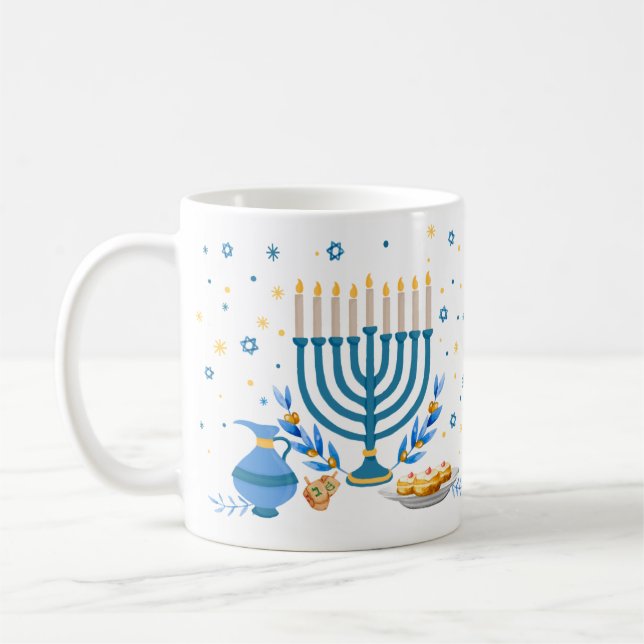 Decorative Menorah Hanukkah Helgdag Kaffemugg (Vänster)