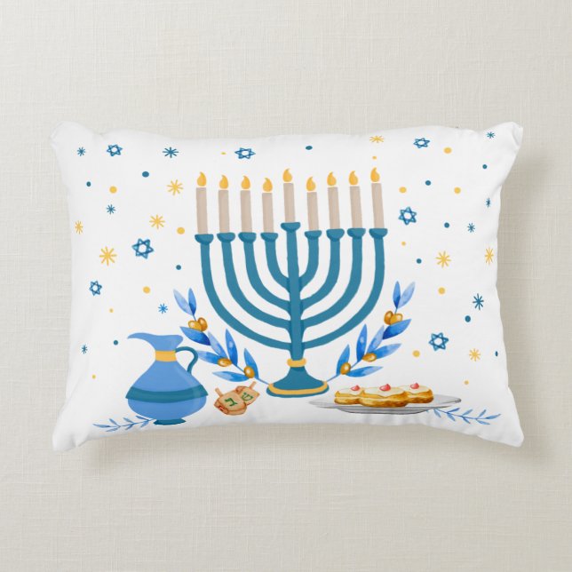 Decorative Menorah Hanukkah Helgdag Prydnadskudde (Framsidan)