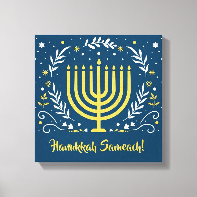 Decorative Menorah Hanukkah Wood Wall Art Canvastryck (Framsida)
