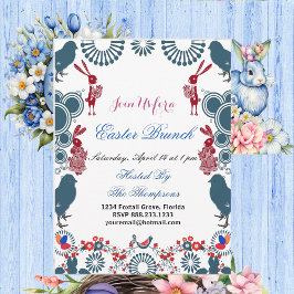 Decorative Motif Påsk Brunch Chick Birds Bunny Inbjudningar