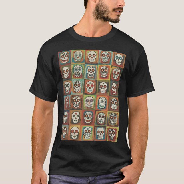 Decorative paint Skull Collection Mexican Folk T Shirt (Framsida)