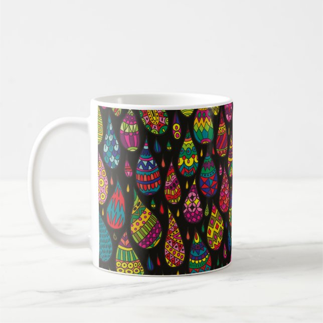 Decorative patterned drops seamless background. Br Kaffemugg (Vänster)