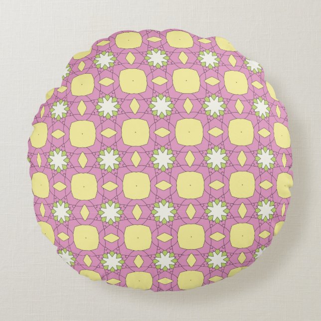 decorative pillow featuring a geometric pattern rund kudde (Framsidan)