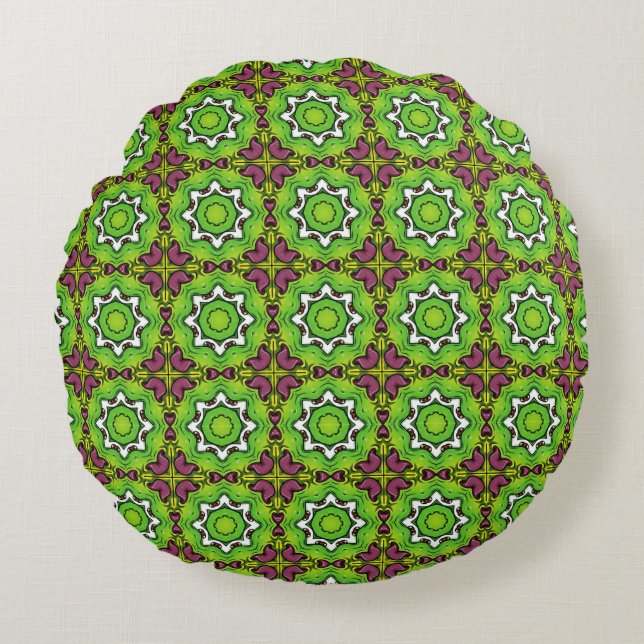 decorative pillow featuring a geometric pattern rund kudde (Framsidan)