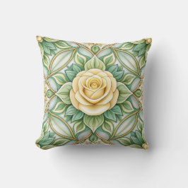 Decorative pillow with a yellow rose kudde