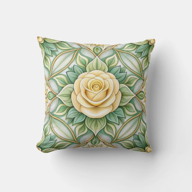 Decorative pillow with a yellow rose kudde (Framsida)