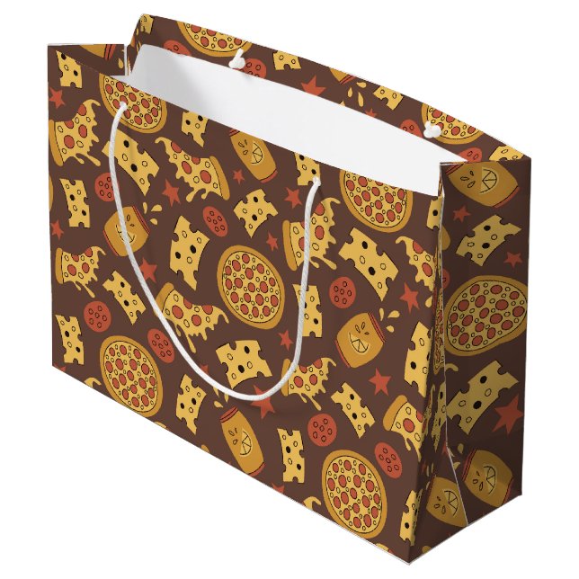 Decorative Pizza Mönster Large Gift Bag (Baksidan Vinklad)