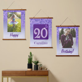 Decorative Purple Glitter 2 Photos 20th Birthday