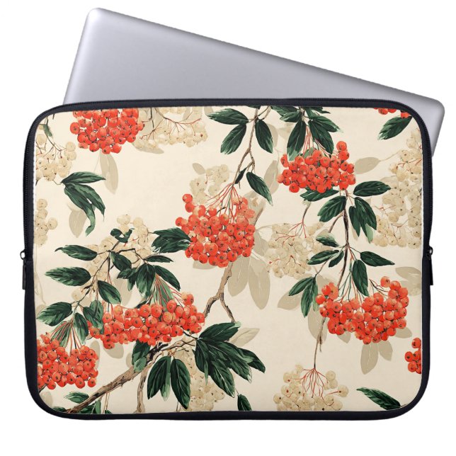 Decorative Red and White Berry Mönster Laptop Fodral (Framsidan)