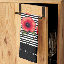 Decorative Red Floral Kökshandduk