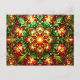 Decorative Red Green Christmas Holiday Postcard Vykort