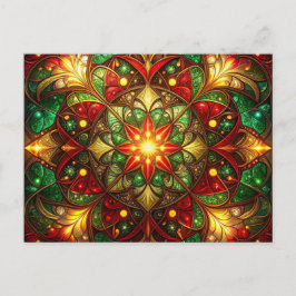 Decorative Red Green Christmas Holiday Postcard Vykort