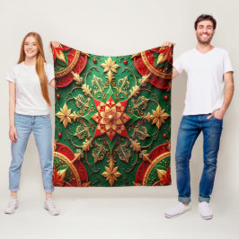 Decorative Red Green Fleece Blanket