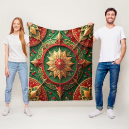 Decorative Red Green Fleece Blanket