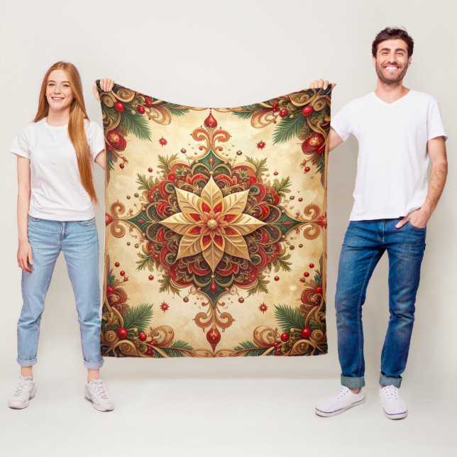 Decorative Red Green Fleece Blanket (På plats)