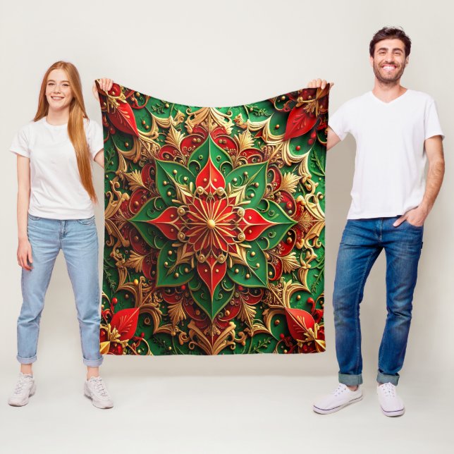 Decorative Red Green Fleece Blanket (På plats)