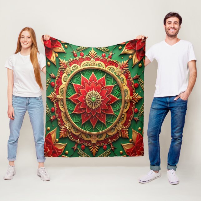 Decorative Red Green Fleece Blanket (På plats)