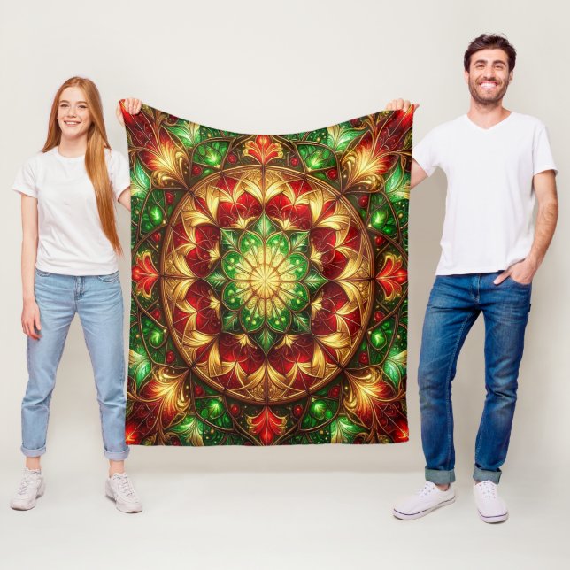 Decorative Red Green Fleece Blanket (På plats)