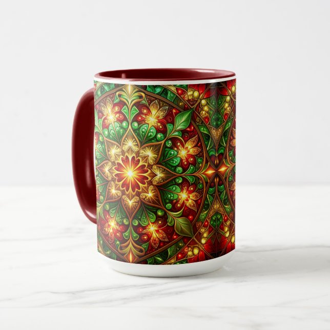 Decorative Red Green Holiday Mug Mugg (Framsida vänster)