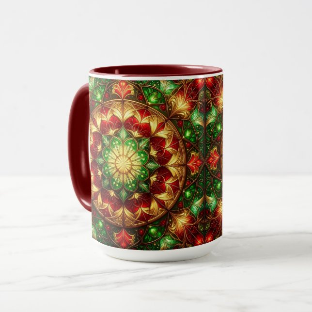 Decorative Red Green Holiday Mug Mugg (Framsida vänster)