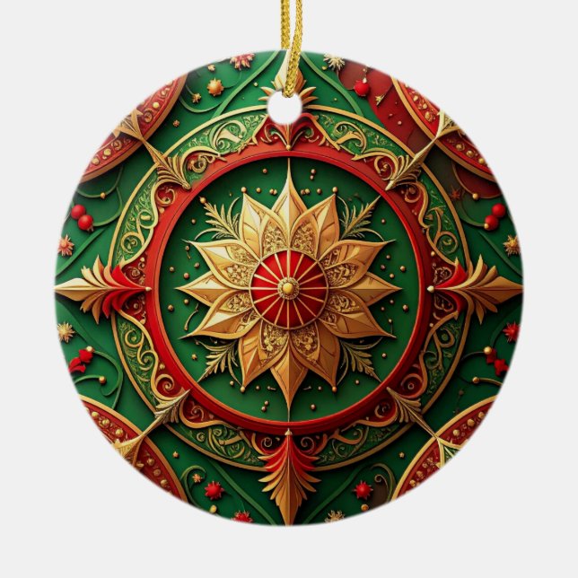 Decorative Red Green Holiday Ornament (Framsidan)