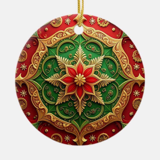 Decorative Red Green Holiday Ornament (Framsidan)