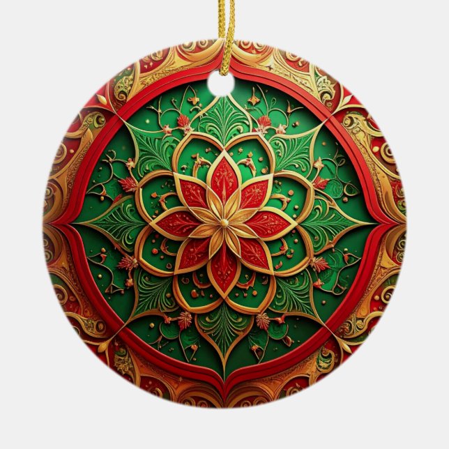 Decorative Red Green Holiday Ornament (Framsidan)