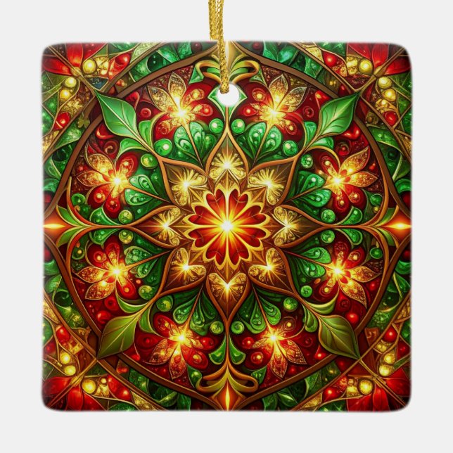 Decorative Red Green Holiday Ornament (Framsida)