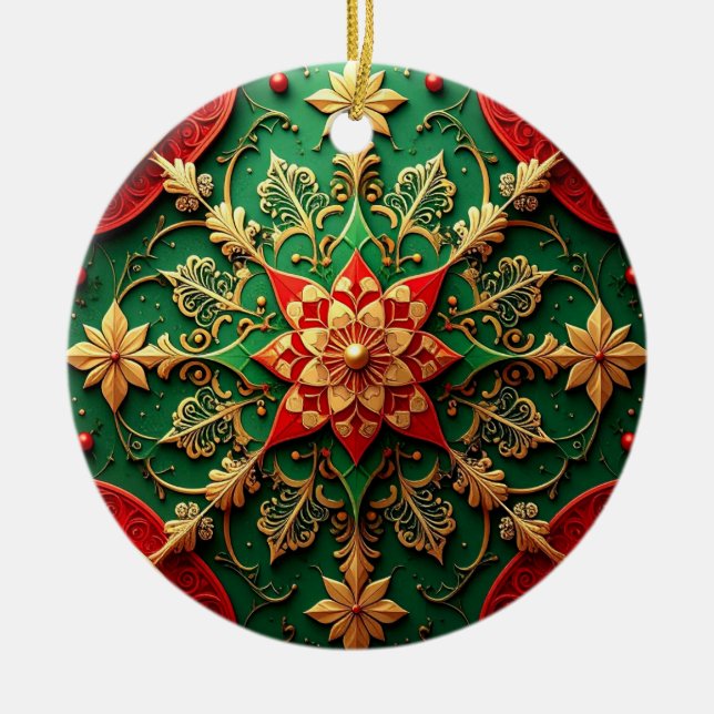 Decorative Red Green Holiday Ornament (Framsidan)