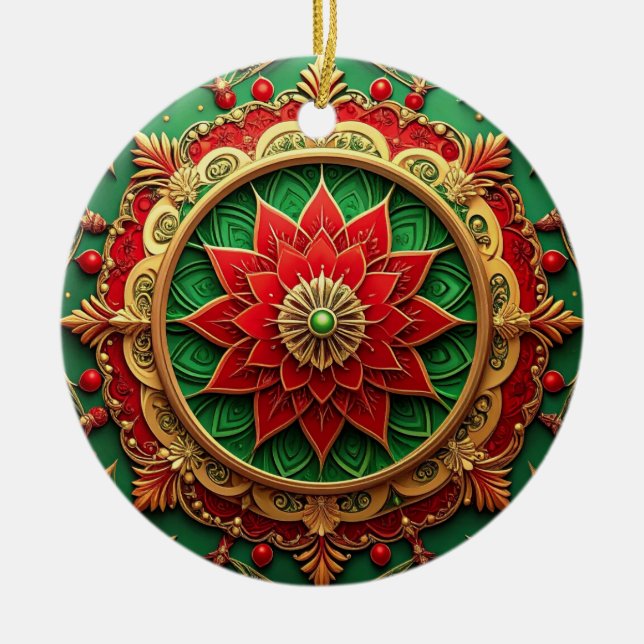 Decorative Red Green Holiday Ornament (Framsidan)