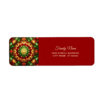 Decorative Red Green Holiday Return Address