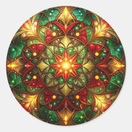 Decorative Red Green Holiday Sticker Runt Klistermärke