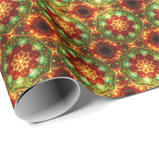 Decorative Red Green Holiday Wrapping Paper Presentpapper (Rullad Hörn)