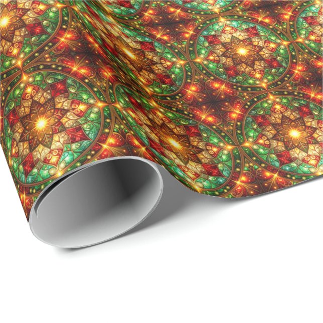 Decorative Red Green Holiday Wrapping Paper Presentpapper (Rullad Hörn)