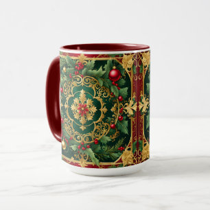 Decorative Red Guld Grönt jul Helgdag Mugg