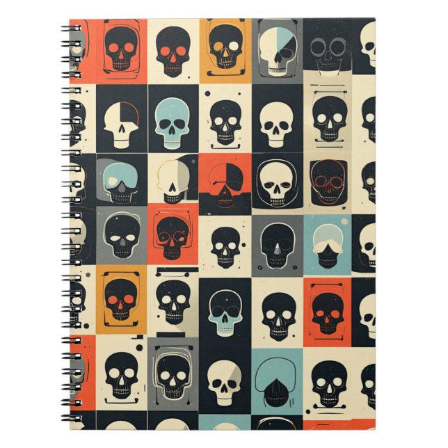 Decorative retro Skull Collection Mexican Folk Anteckningsbok (Framsidan)