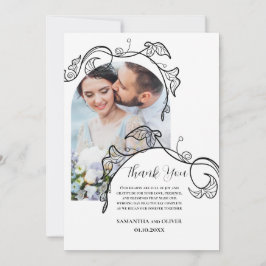 Decorative Simple Photo Wedding Thank You Card Spara Datumet