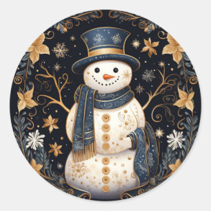 Decorative Snögubbe Sticker Runt Klistermärke