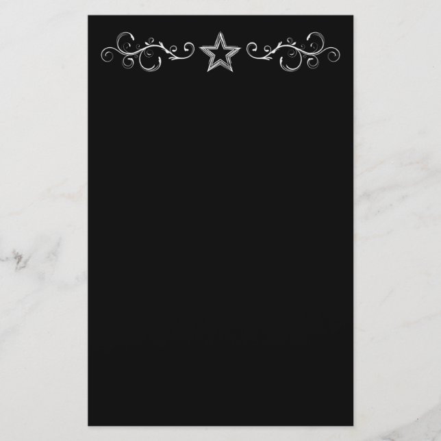 +{ Decorative Star }+ Black Brevpapper (Framsida)