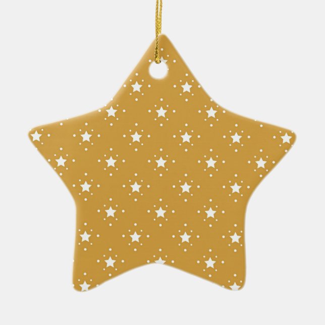 Decorative Stars on Gold Background Julgransprydnad Keramik (Framsidan)