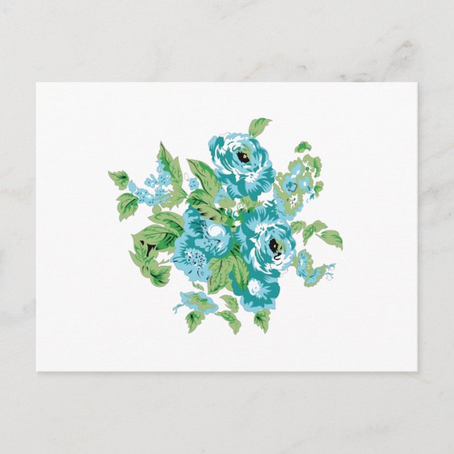 Decorative Stil, Mint Cream, Fontän Blue, Teal. Vykort (Framsida)